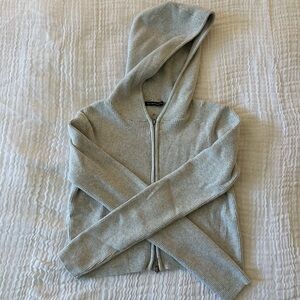 Brandy Melville Gray Ribbed Zip-Up Hoodie